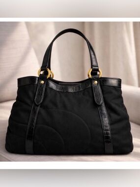Vintage Black Tote Bag Made in Italy Designer Montblanc Starisma Large Work Tote